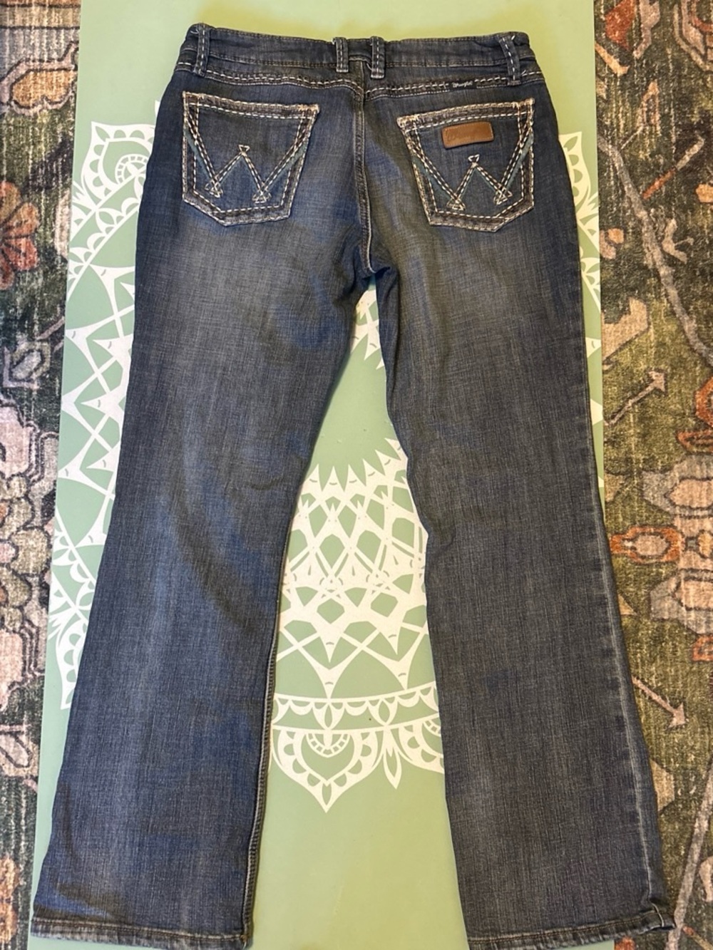 Wrangler Dark Indigo Flare Jeans with Embroidered Back Pockets